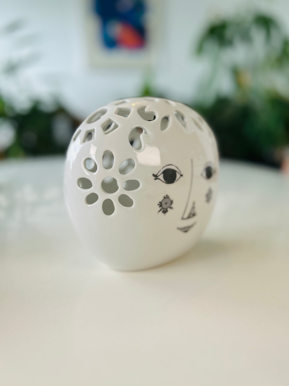 Bjørn Wiinblad Flowerhead blomsterhoved – stor hvid porcelænsvase – 15,5 cm