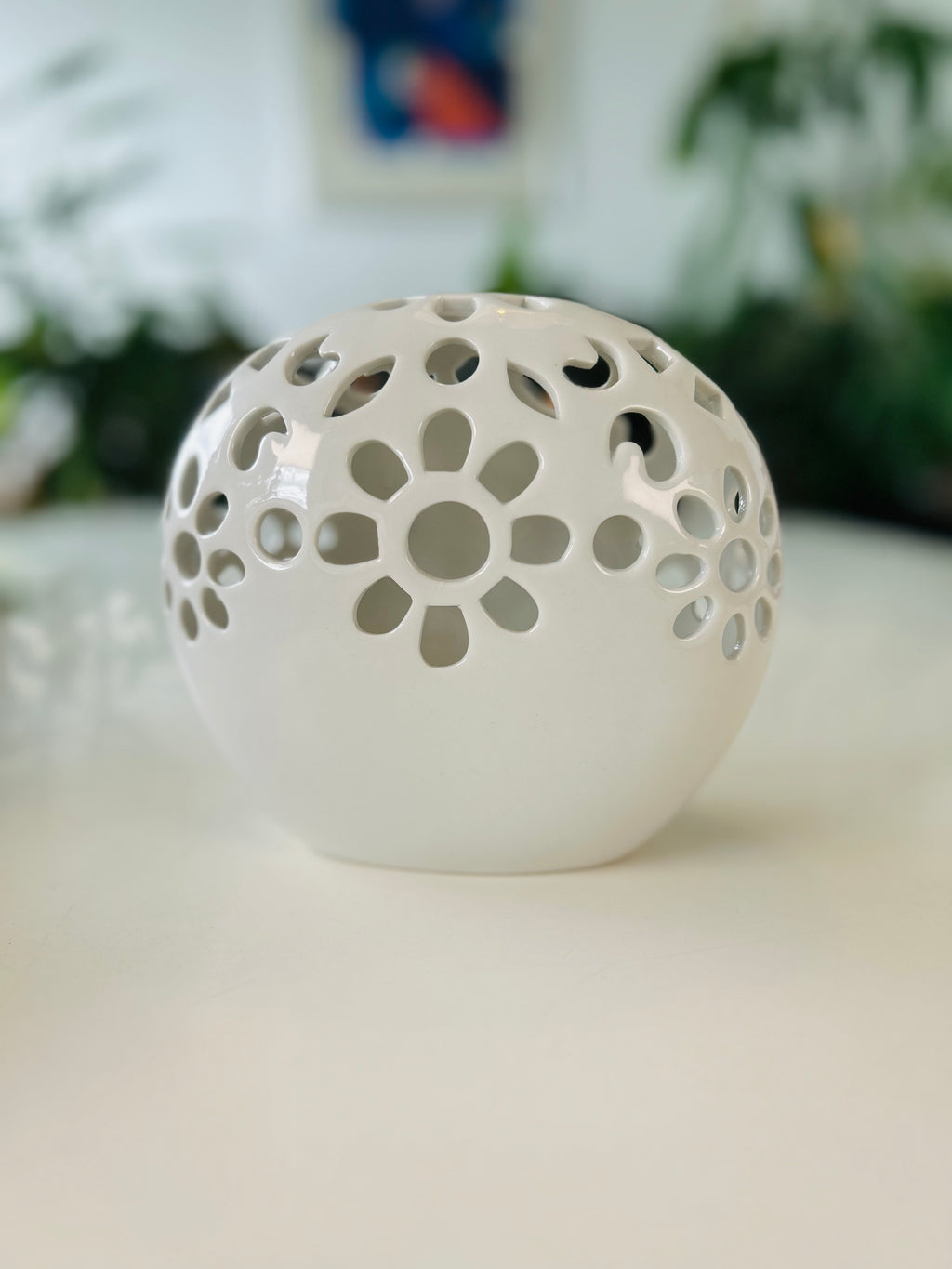 Bjørn Wiinblad Flowerhead blomsterhoved – stor hvid porcelænsvase – 15,5 cm