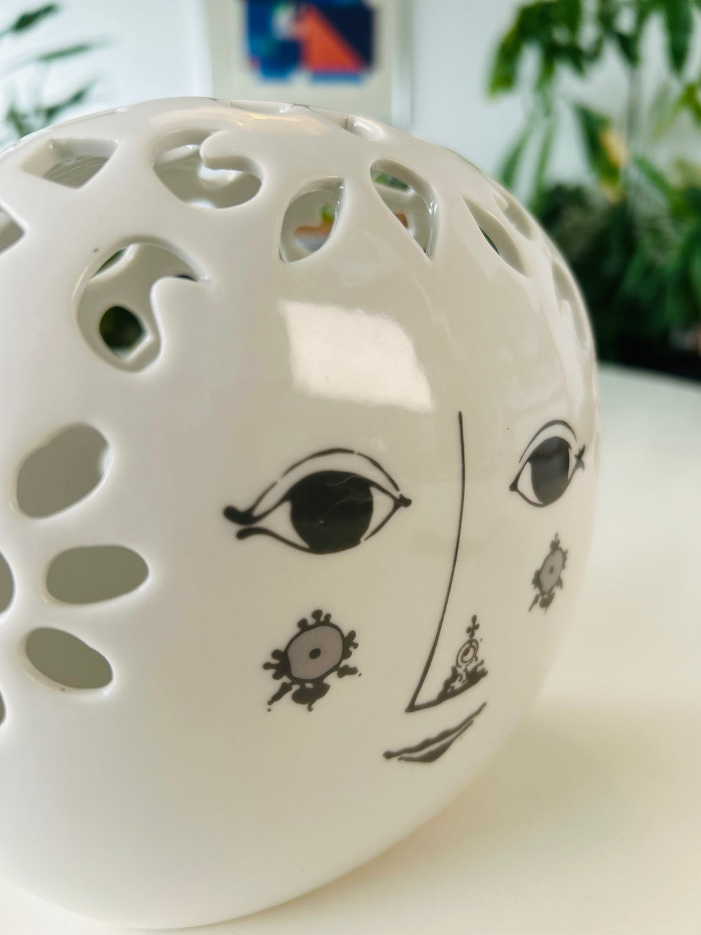 Bjørn Wiinblad Flowerhead blomsterhoved – stor hvid porcelænsvase – 15,5 cm 