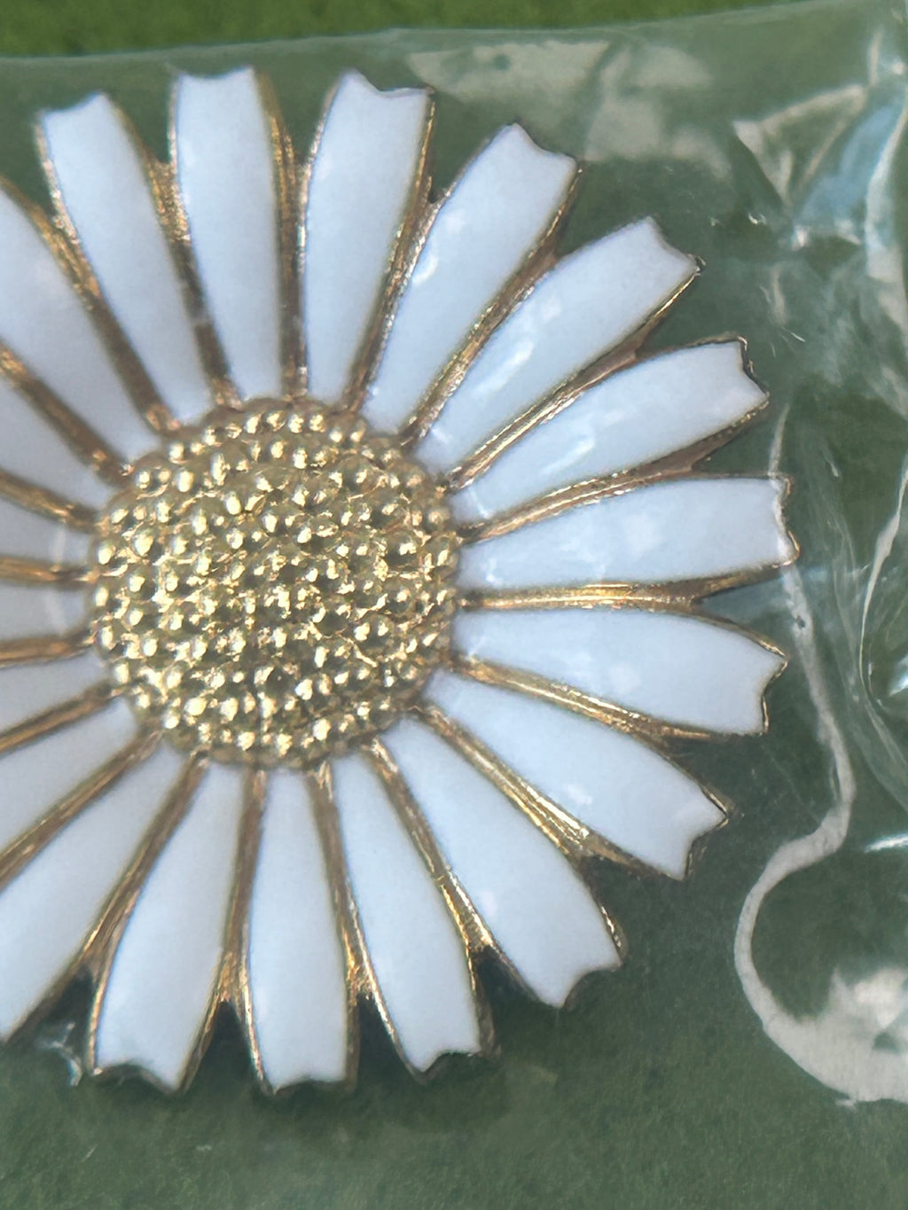Georg Jensen Daisy/Marguerit broche Ø33 mm – forgyldt 925S sølv og hvid emalje – æske - billede 7