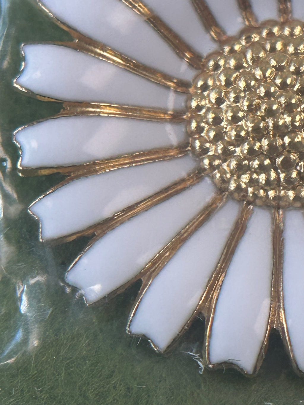 Georg Jensen Daisy/Marguerit broche Ø33 mm – forgyldt 925S sølv og hvid emalje – æske - billede 8