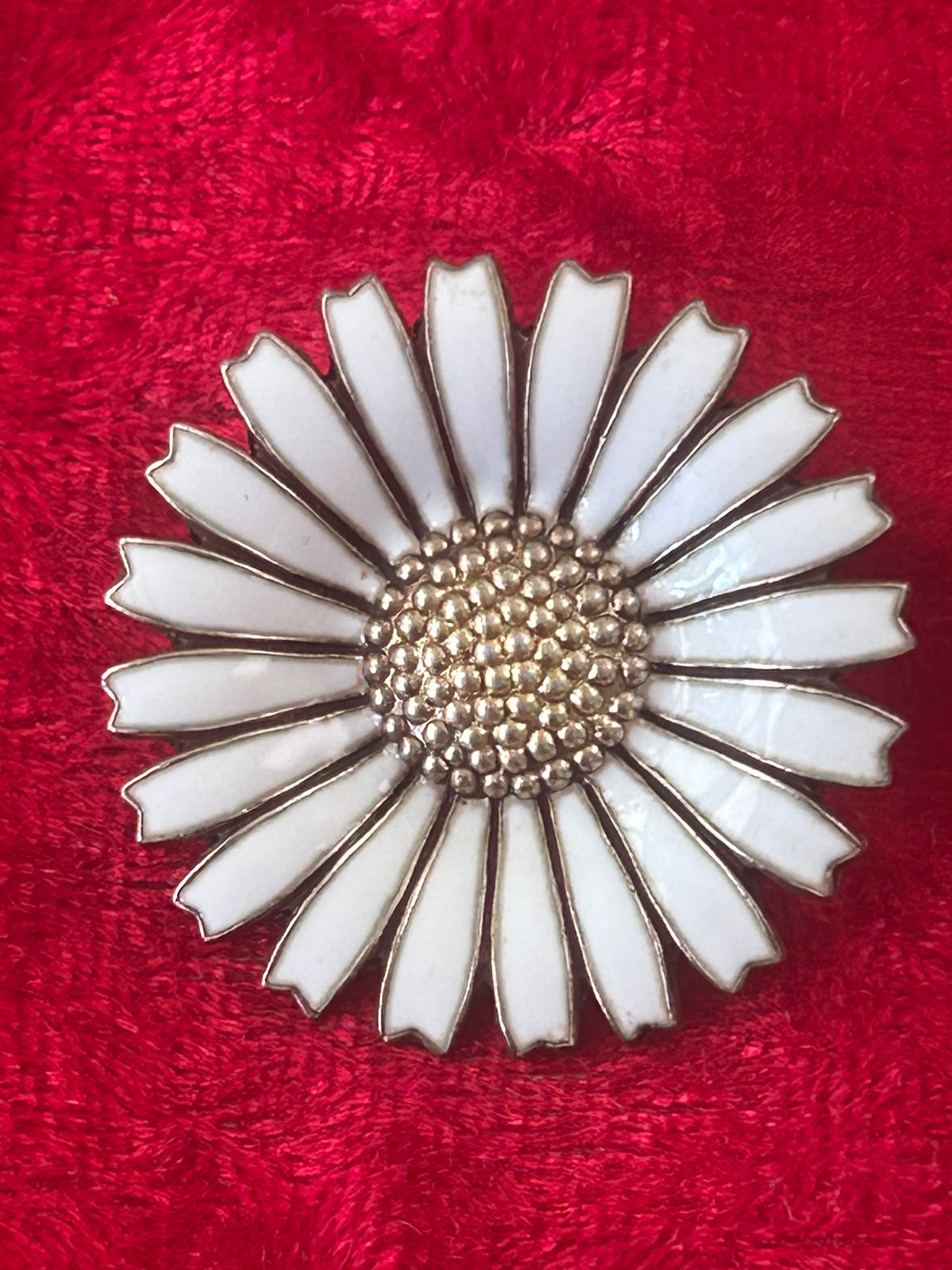 Anton Michelsen Daisy/Marguerit broche Ø33 mm – hvid emalje – 925 sterling sølv - billede 5