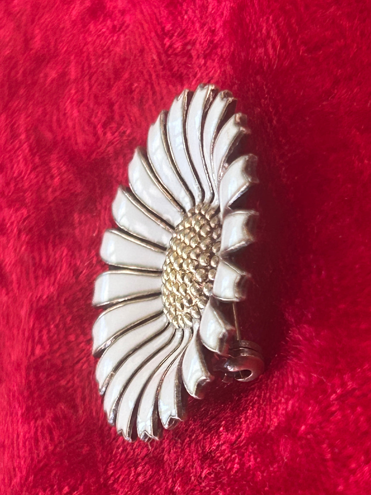 Anton Michelsen Daisy/Marguerit broche Ø33 mm – hvid emalje – 925 sterling sølv - billede 6