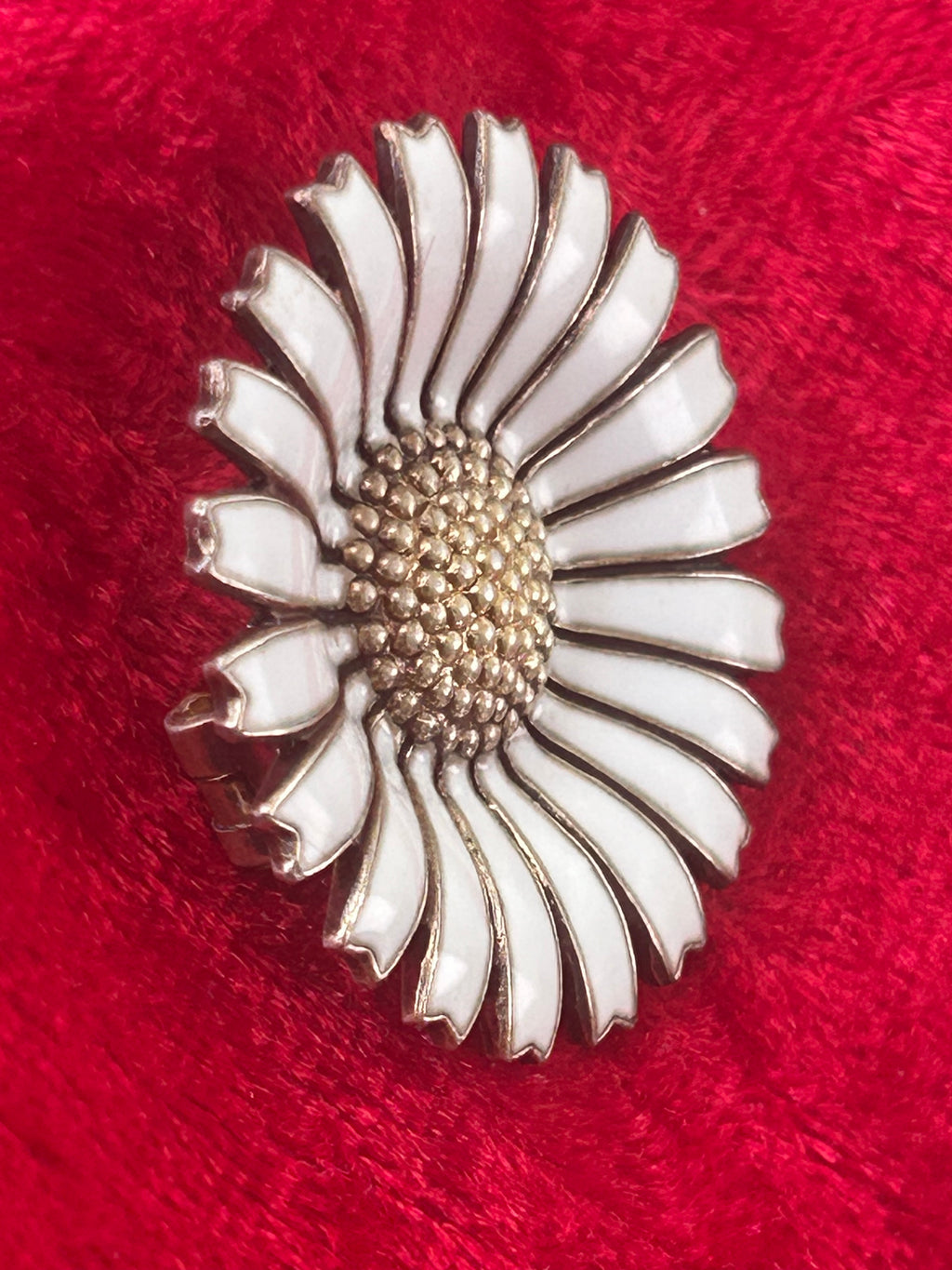 Anton Michelsen Daisy/Marguerit broche Ø33 mm – hvid emalje – 925 sterling sølv - billede 7