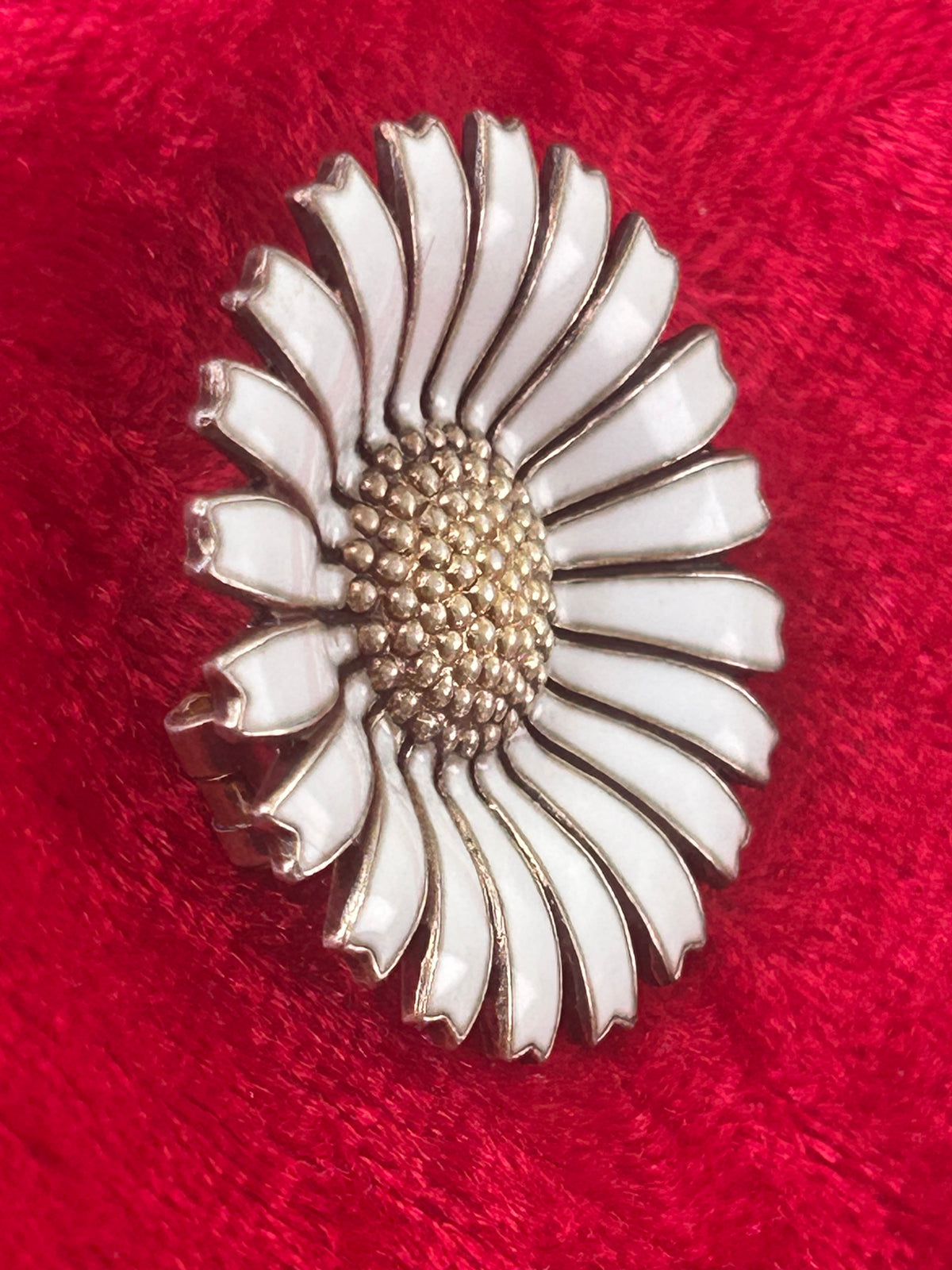 Anton Michelsen Daisy/Marguerit broche Ø33 mm – hvid emalje – 925 sterling sølv - billede 7