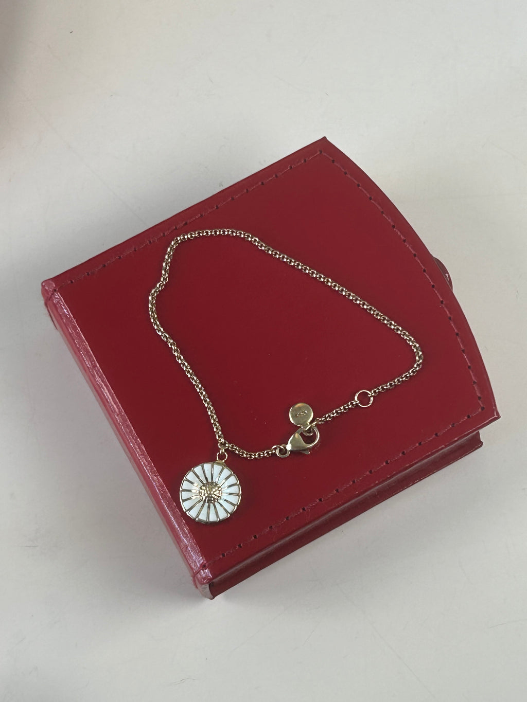 Georg Jensen Daisy armbånd Ø11 mm – 925S sølv og hvid emalje – æske - billede 3