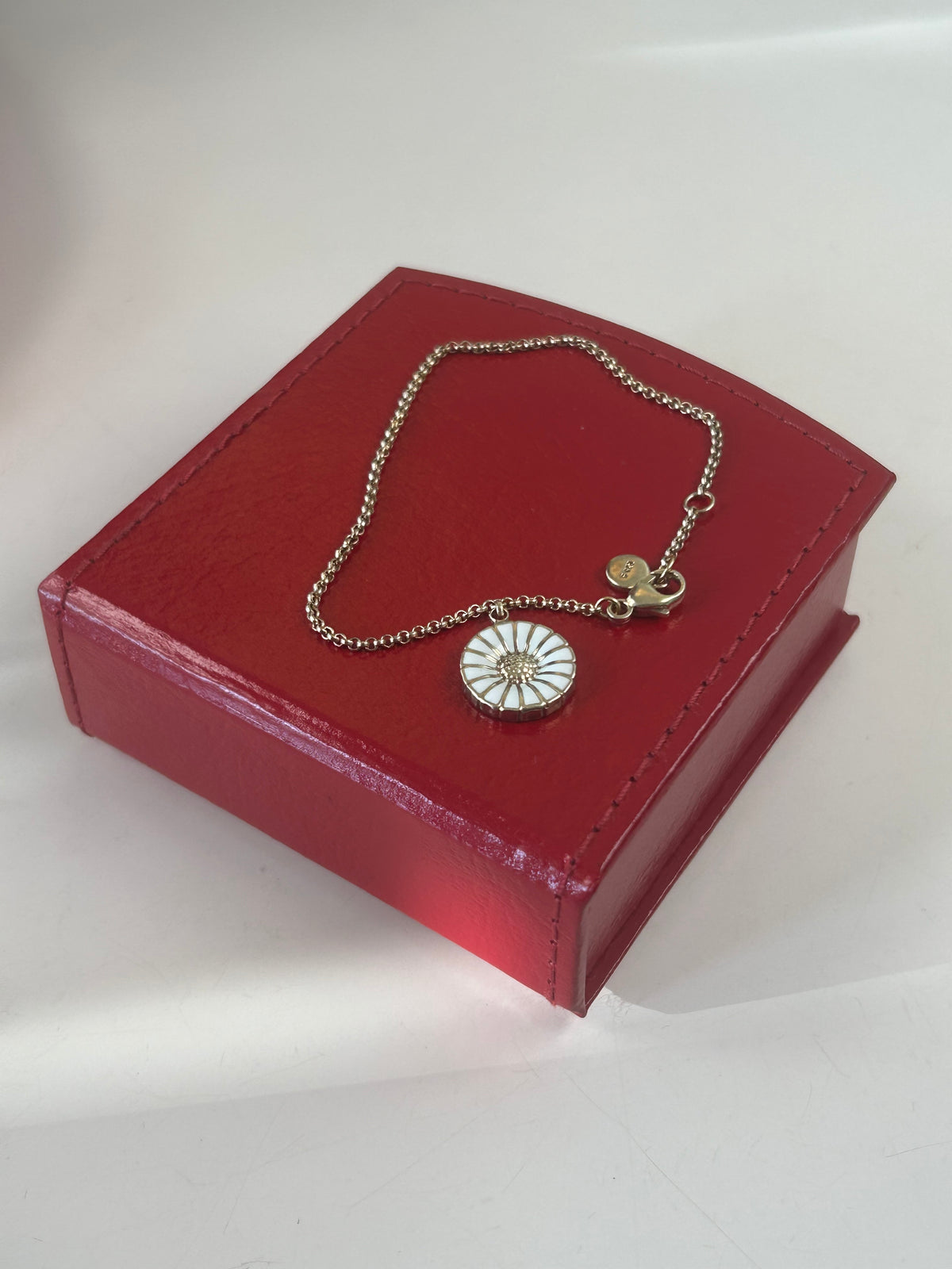 Georg Jensen Daisy armbånd Ø11 mm – 925S sølv og hvid emalje – æske - billede 4