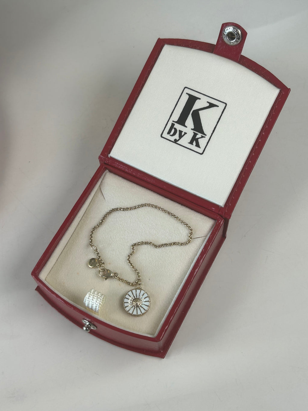 Georg Jensen Daisy armbånd Ø11 mm – 925S sølv og hvid emalje – æske - billede 5