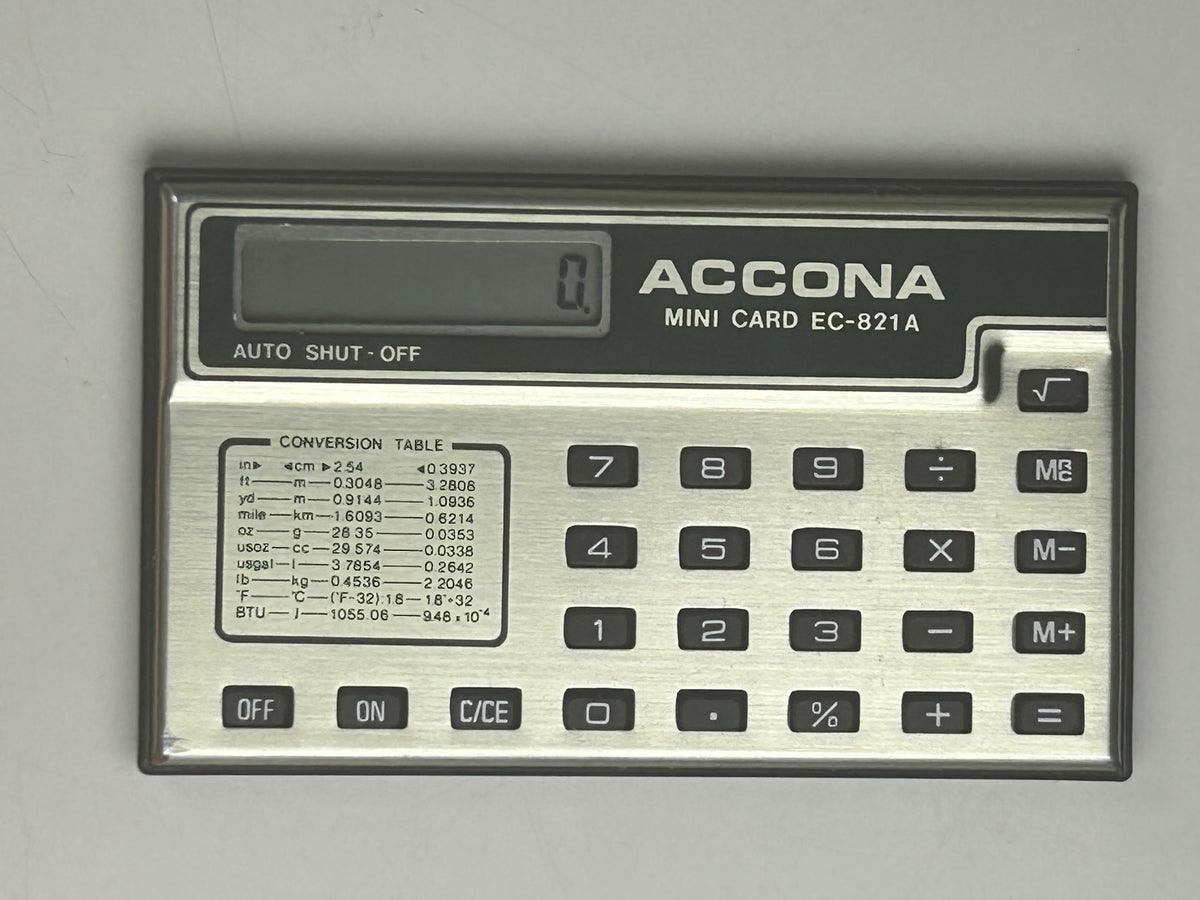 Accona Mini Card EC-821A vintage lommeregner
