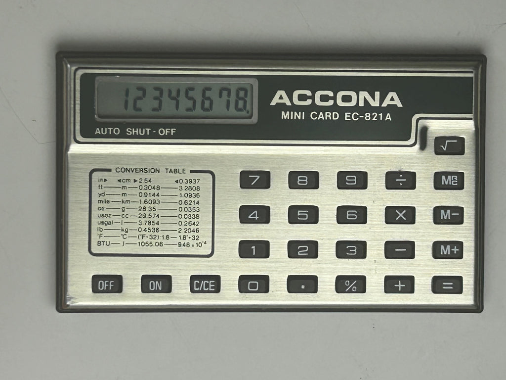 Accona Mini Card EC-821A vintage lommeregner