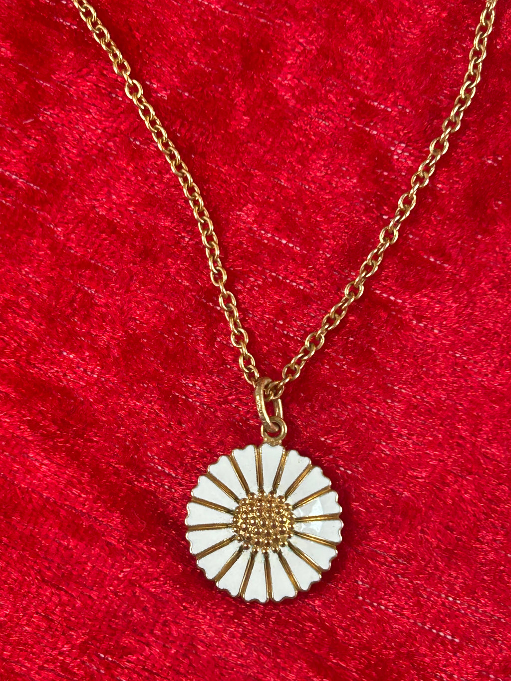 Daisy/Marguerit design halskæde – hvid emalje – 925S kæde – Anthon Michelsen æske - billede 9
