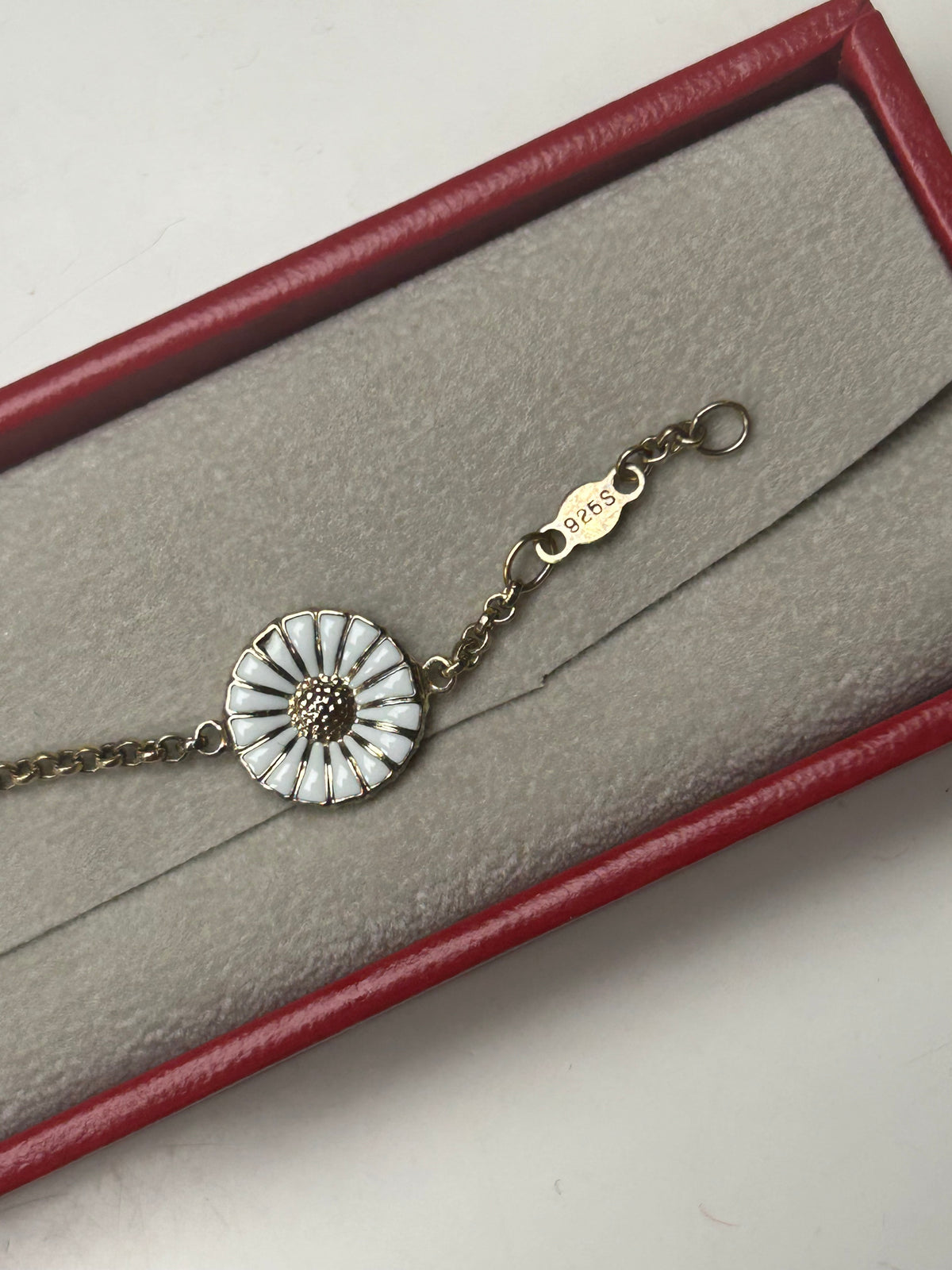 Georg Jensen Daisy armbånd med 5 margueritter Ø11 mm – 925S sølv og hvid emalje - billede 3