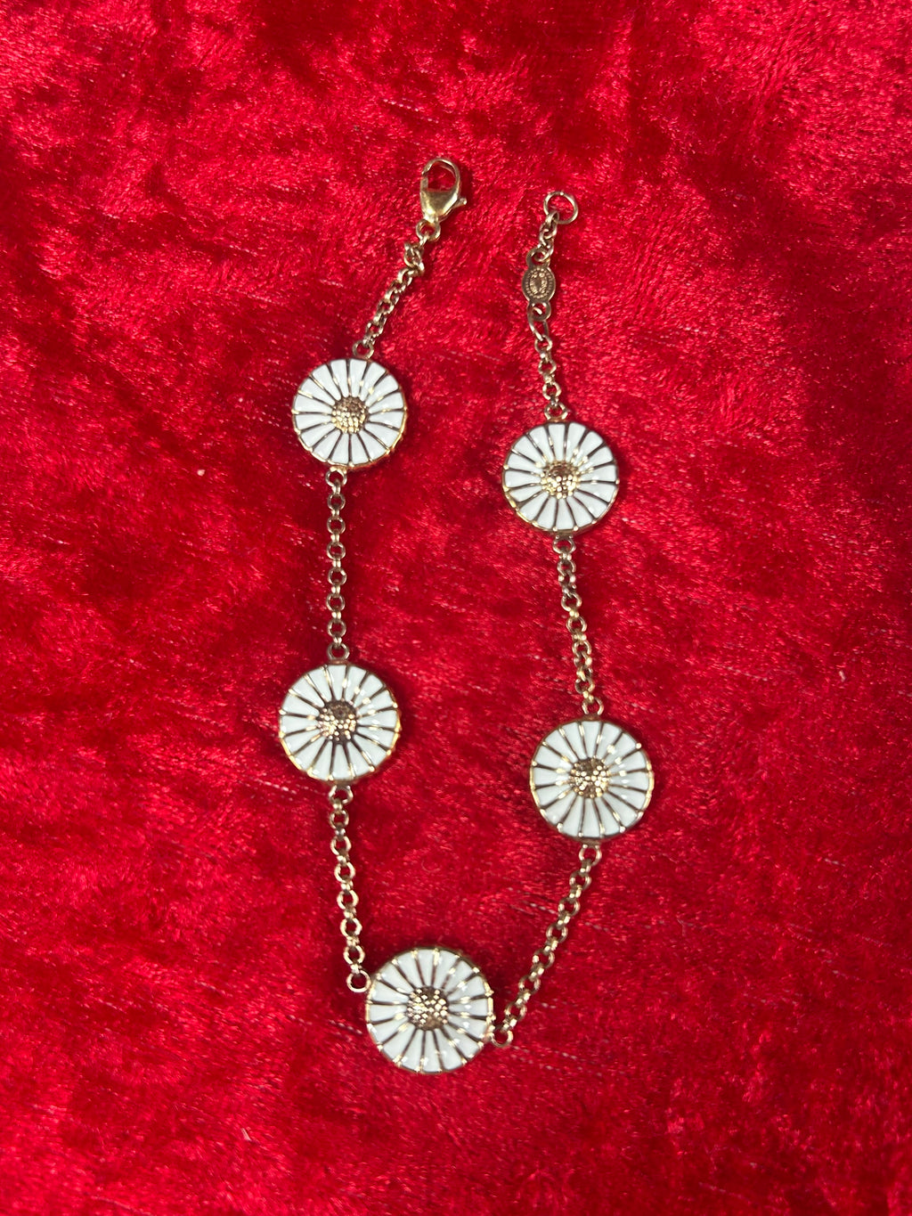 Georg Jensen Daisy armbånd med 5 margueritter Ø11 mm – 925S sølv og hvid emalje - billede 10