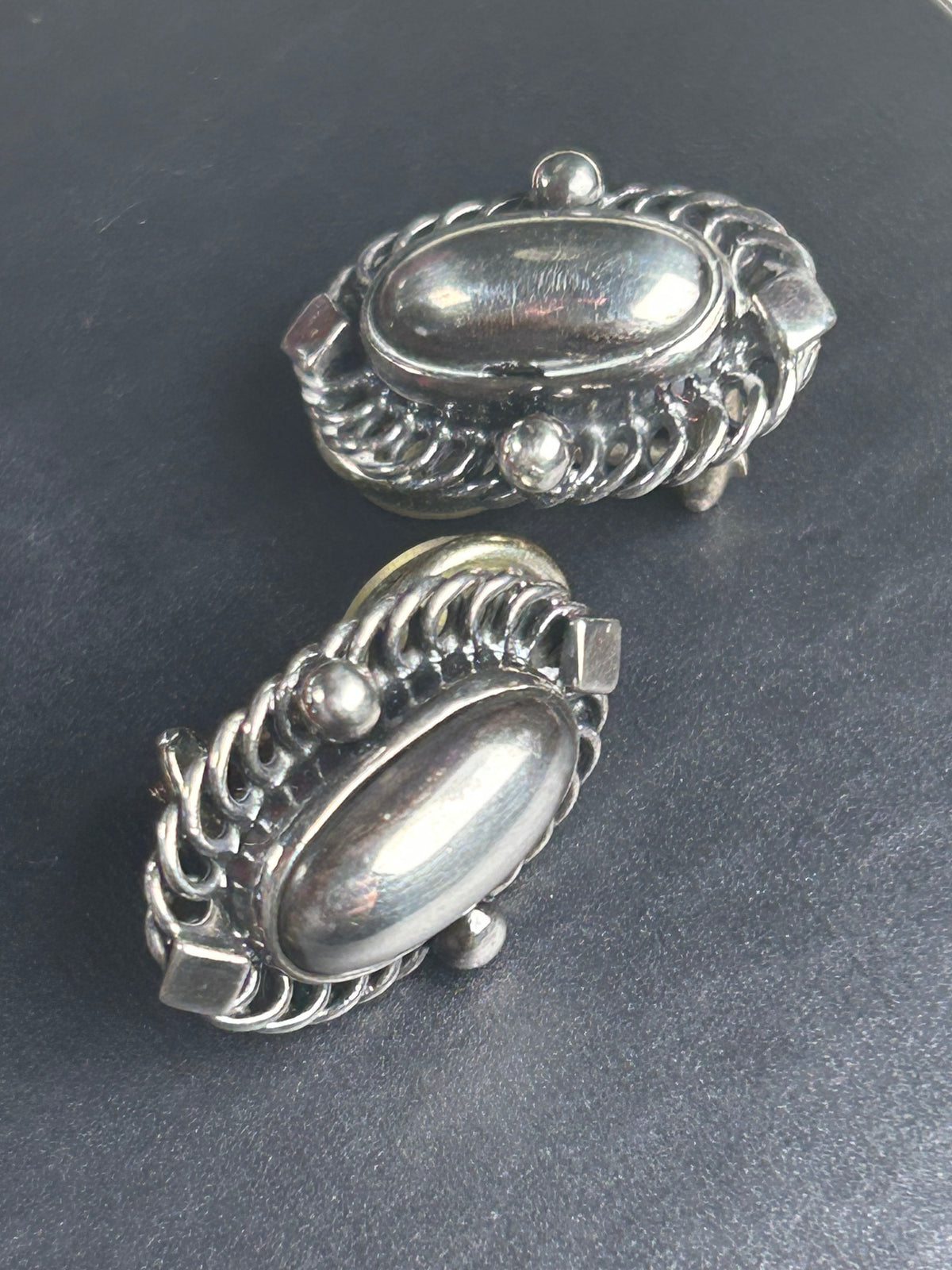 Georg Jensen Heritage 2004 øreclips – 925S sterlingsølv – poleret sølvcenter – GJ æske - billede 2