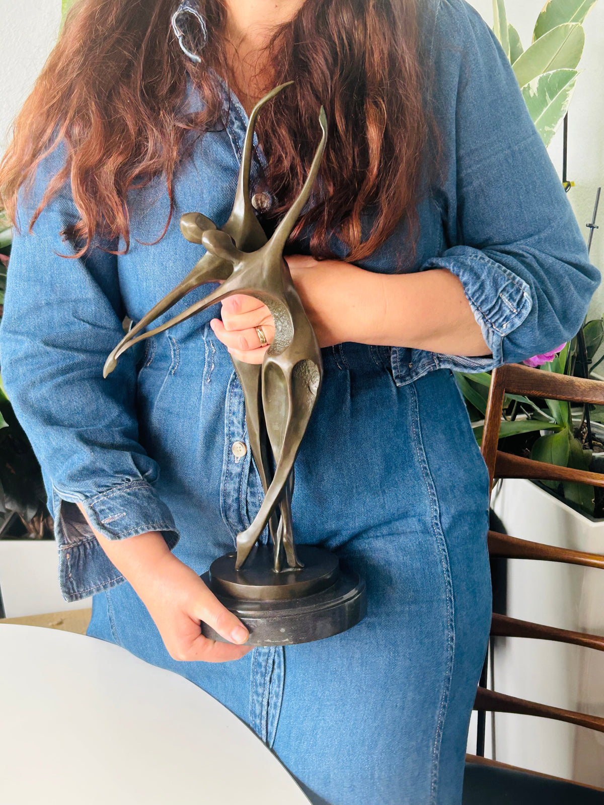 Milo bronzeskulptur – dansende par på marmorsokkel – 49 cm