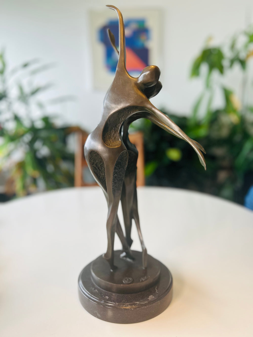 Milo bronzeskulptur – dansende par på marmorsokkel – 49 cm