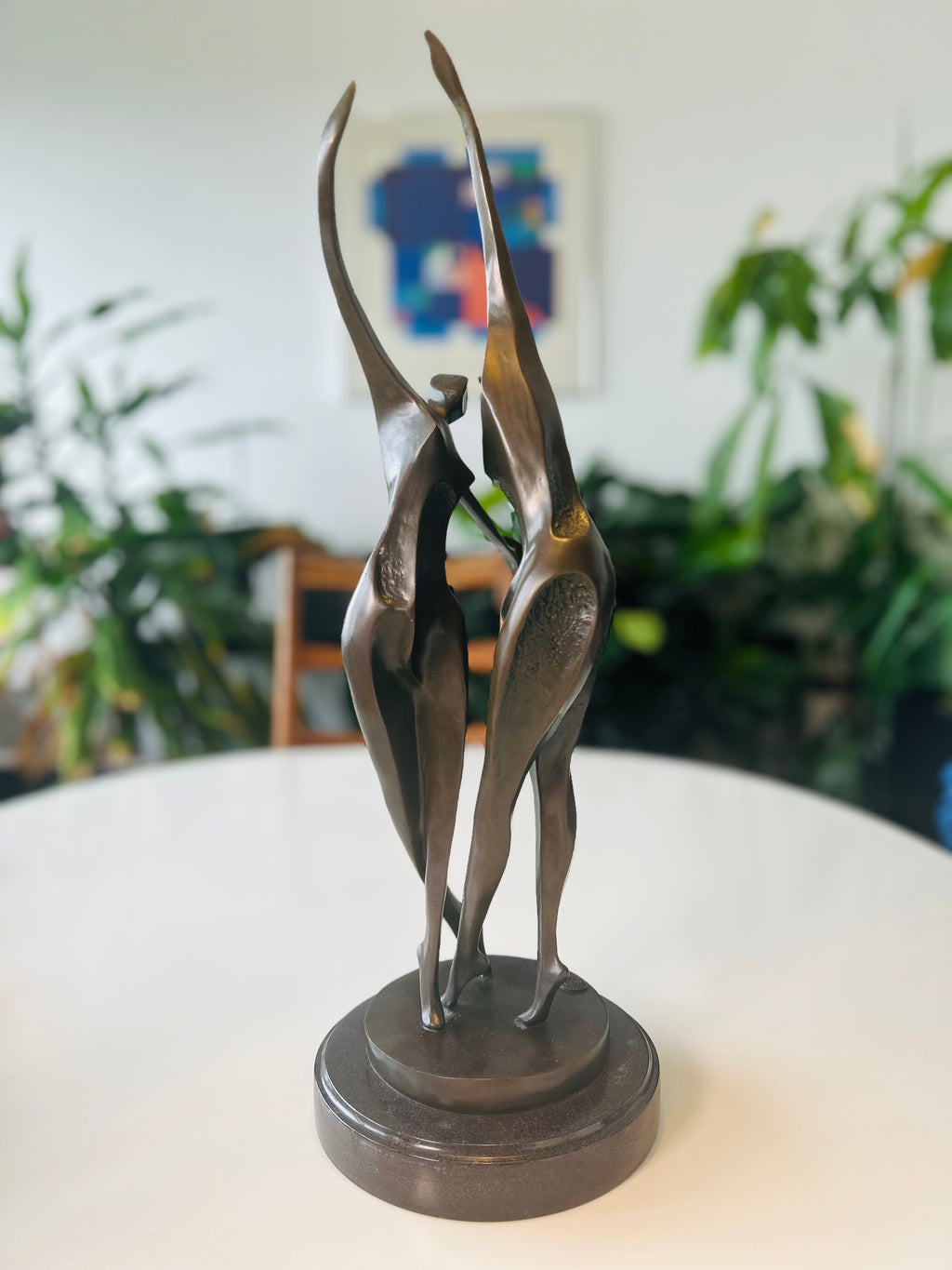 Milo bronzeskulptur – dansende par på marmorsokkel – 49 cm