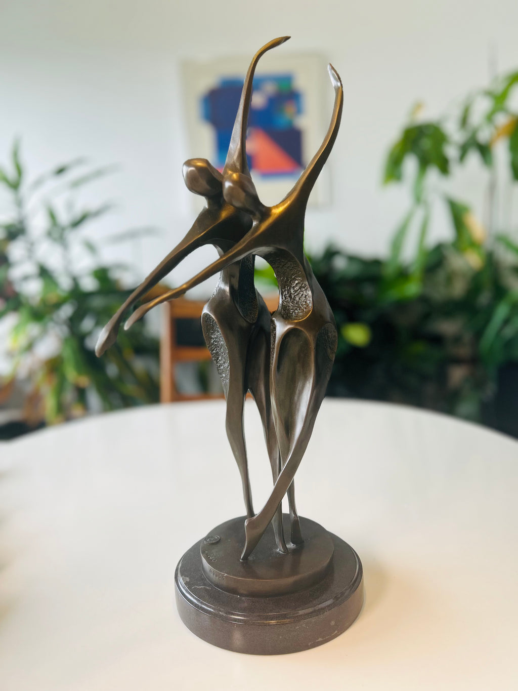 Milo bronzeskulptur – dansende par på marmorsokkel – 49 cm