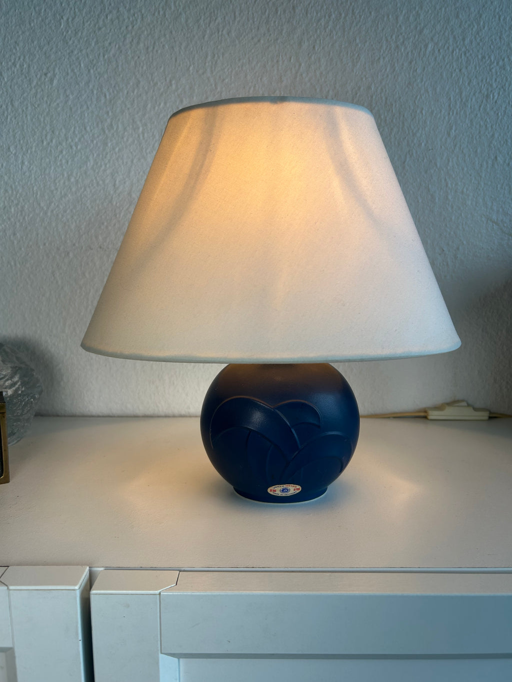 Søholm Keramik blå bordlampe med reliefmønster – 26,5 cm - billede 1
