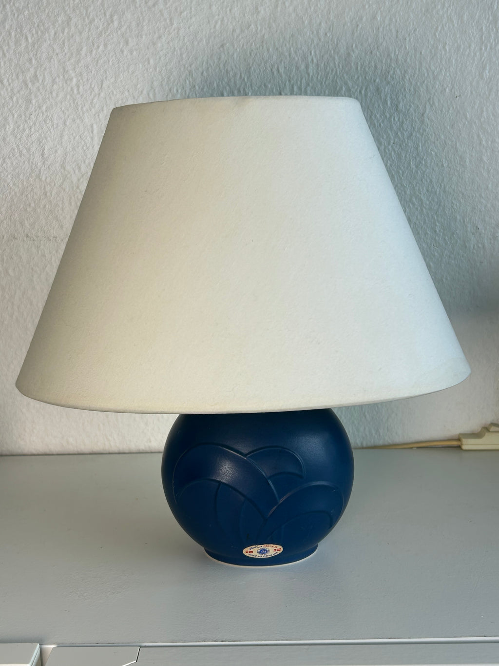 Søholm Keramik blå bordlampe med reliefmønster – 26,5 cm - billede 4