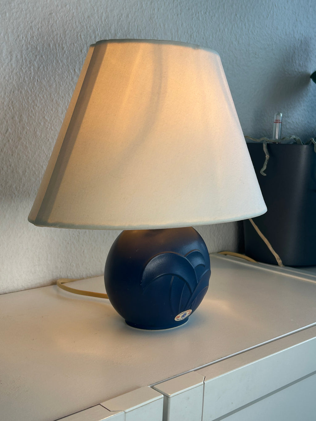 Søholm Keramik blå bordlampe med reliefmønster – 26,5 cm - billede 6
