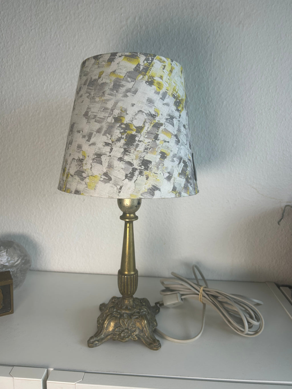 Vintage bordlampe i messing med BLACK edition tekstilskærm – 39,5 cm - billede 11