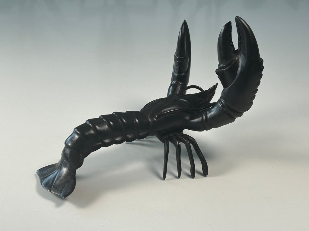 Massiv bronzeskulptur af hummer – mørk patina og markante kløer – 21 cm - billede 14