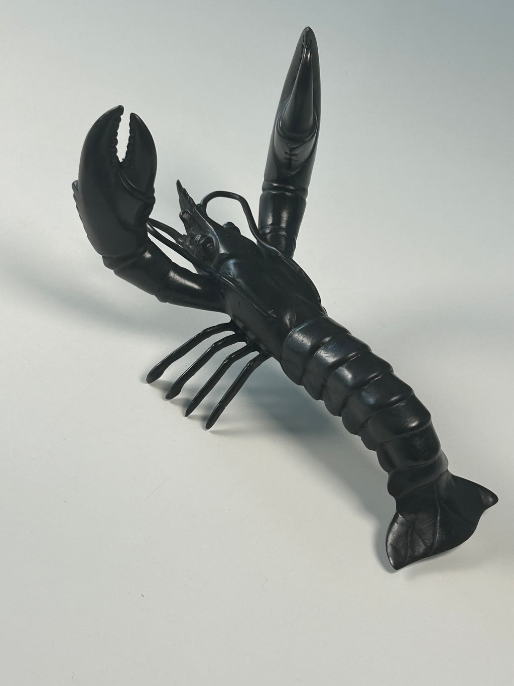 Massiv bronzeskulptur af hummer – mørk patina og markante kløer – 21 cm - billede 18