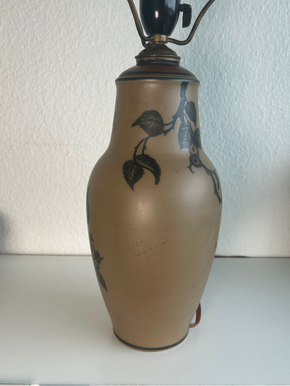 L. Hjorth terracotta bordlampe med fuglemotiv og LE KLINT 1/27 skærm – 55 cm - billede 8