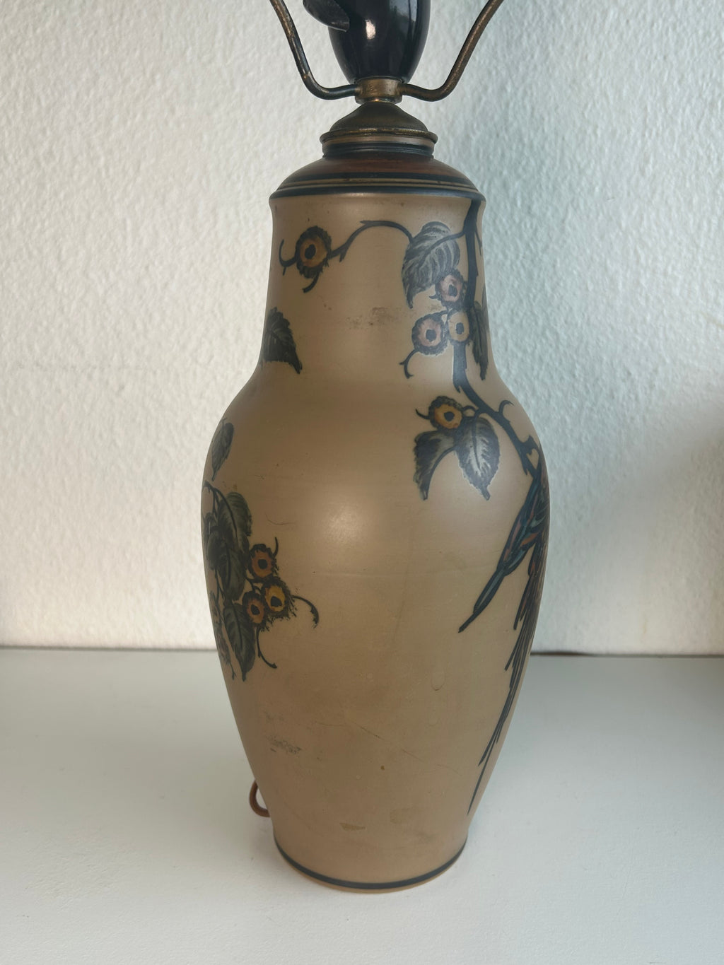 L. Hjorth terracotta bordlampe med fuglemotiv og LE KLINT 1/27 skærm – 55 cm - billede 9