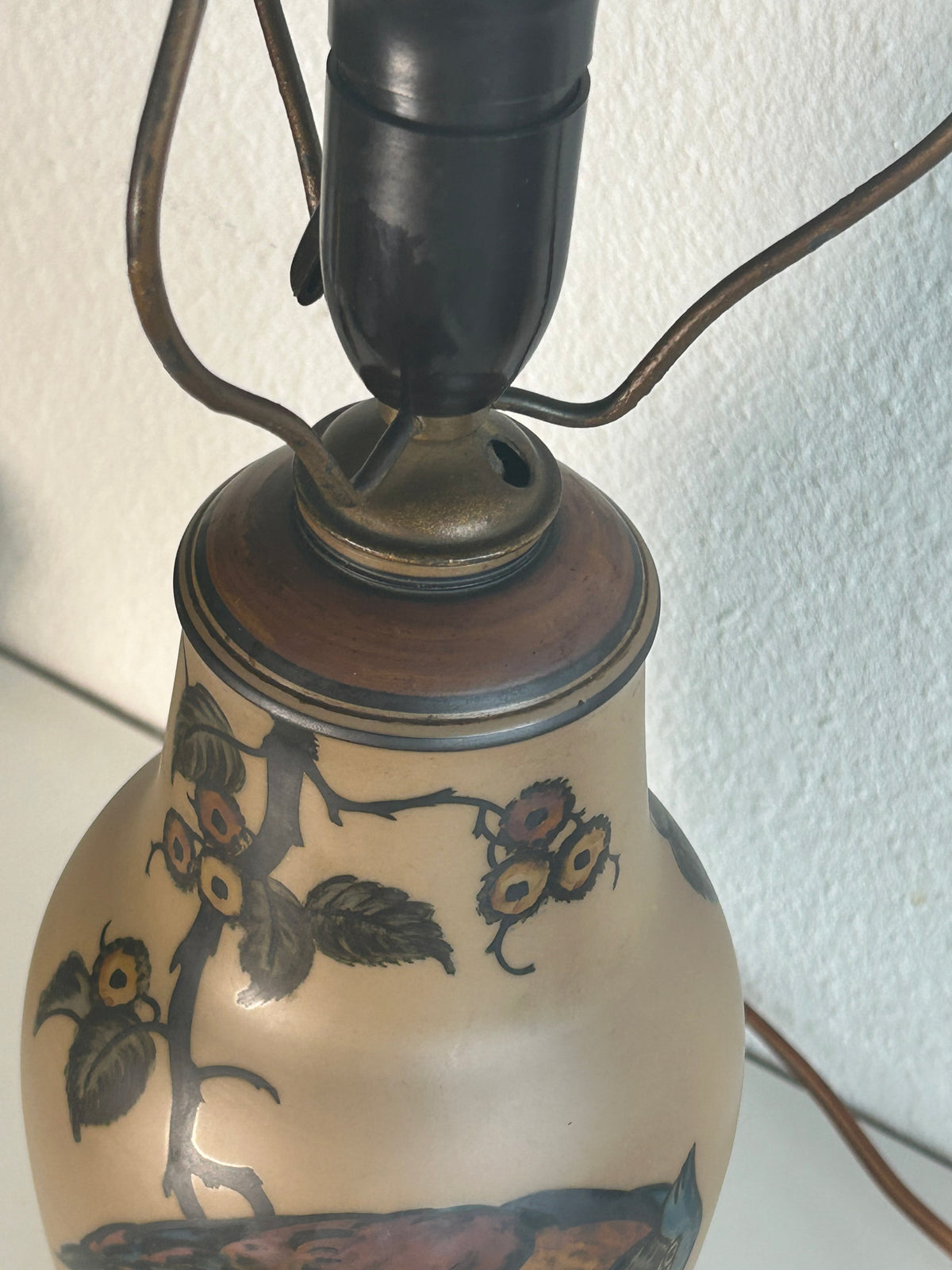 L. Hjorth terracotta bordlampe med fuglemotiv og LE KLINT 1/27 skærm – 55 cm - billede 14