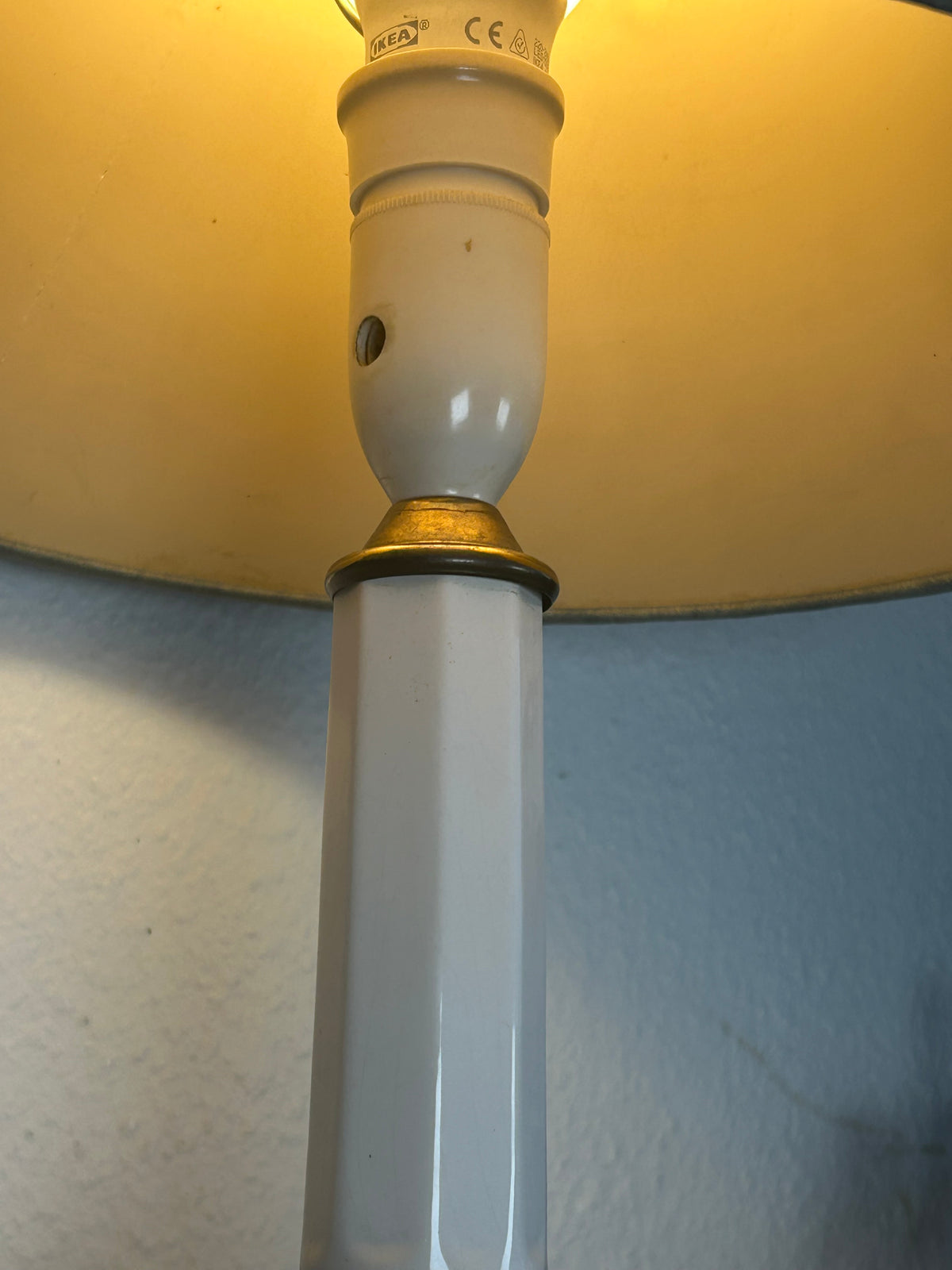 Stor Heiberg bordlampe i hvid keramik og messing med gråblå skærm – 46 cm - billede 6