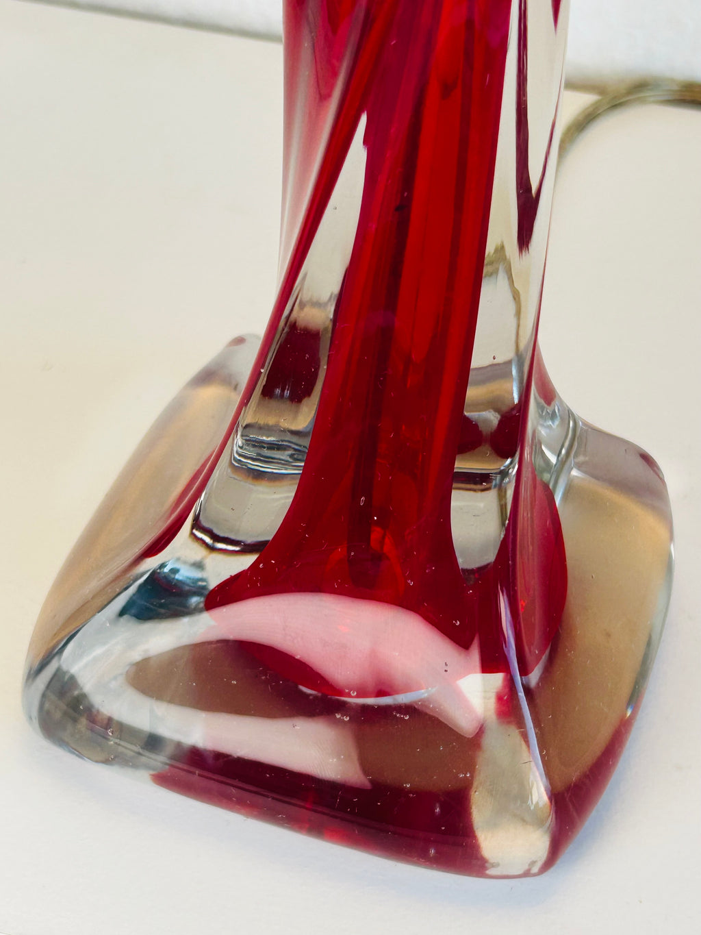 Murano vintage rød twisted glasbordlampe med LE KLINT 1/23 skærm – 62 cm - billede 5