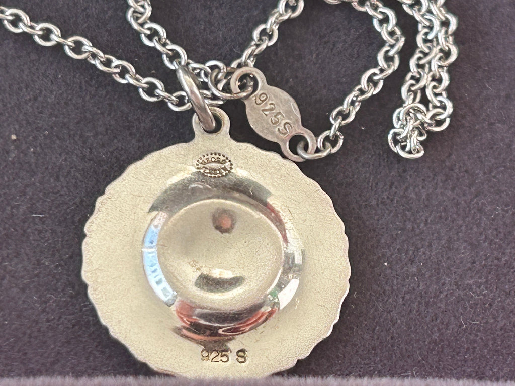 Georg Jensen Daisy halskæde – sort emalje – 925 sølv – 18 mm – original æske