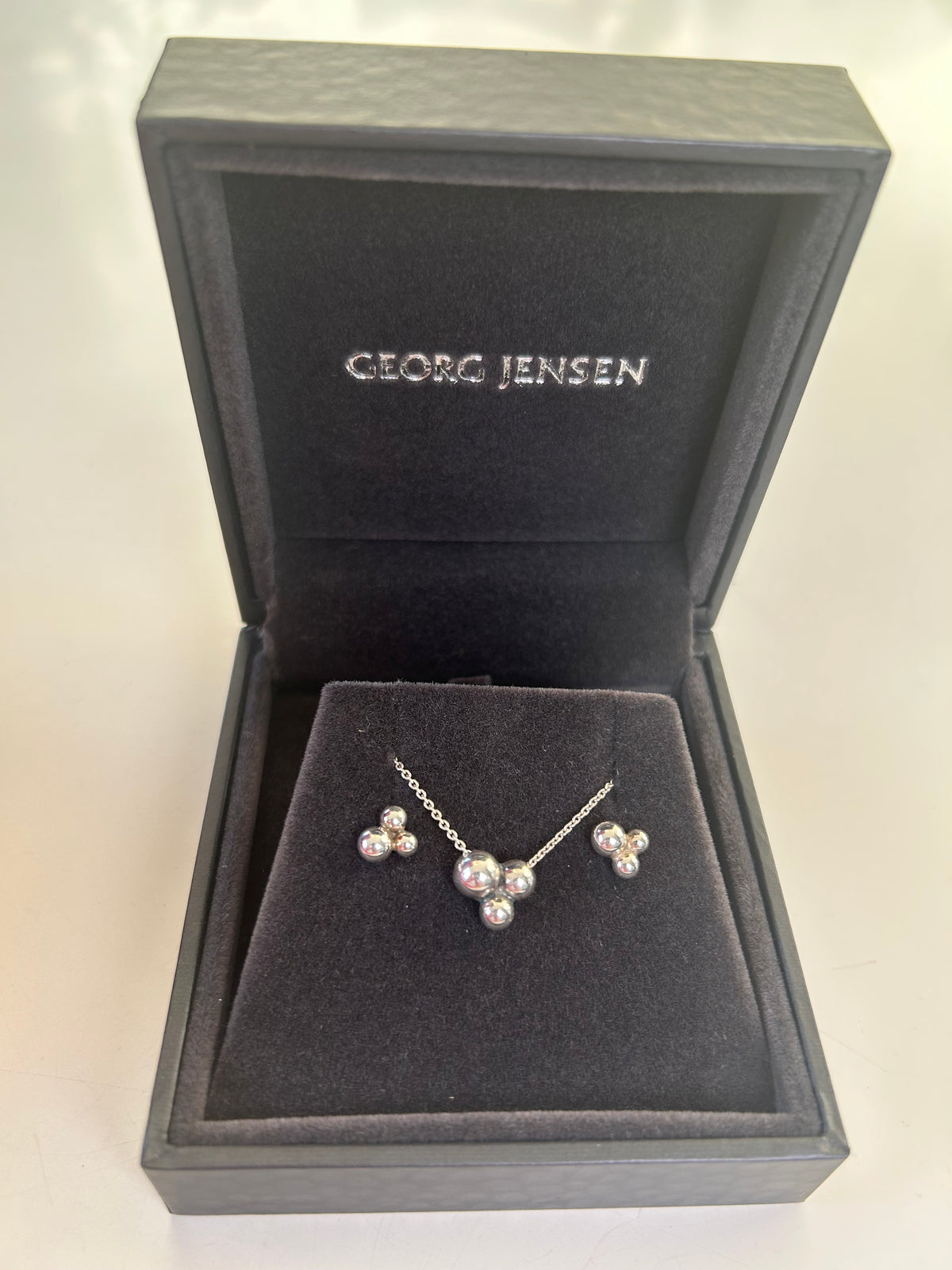 Georg Jensen Moonlight Grapes sæt – halskæde &amp; ørestikker – 925 sterlingsølv