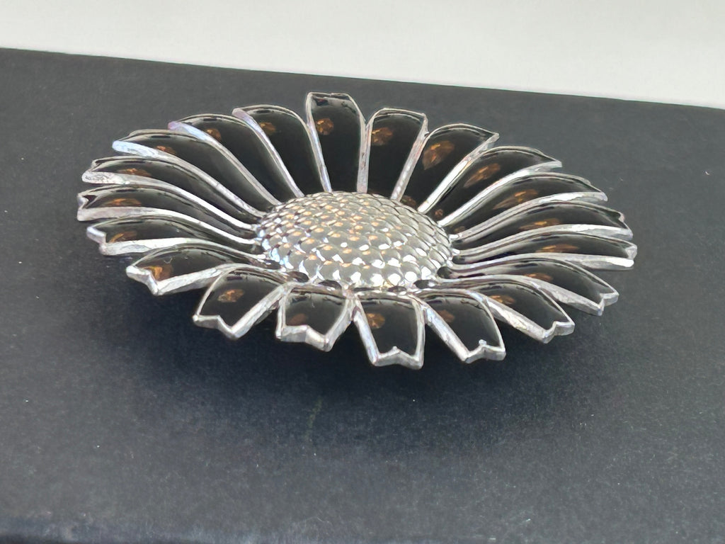 Georg Jensen Daisy hårelastik – 925S sterlingsølv &amp; sort emalje – Ø 43 mm – original æske