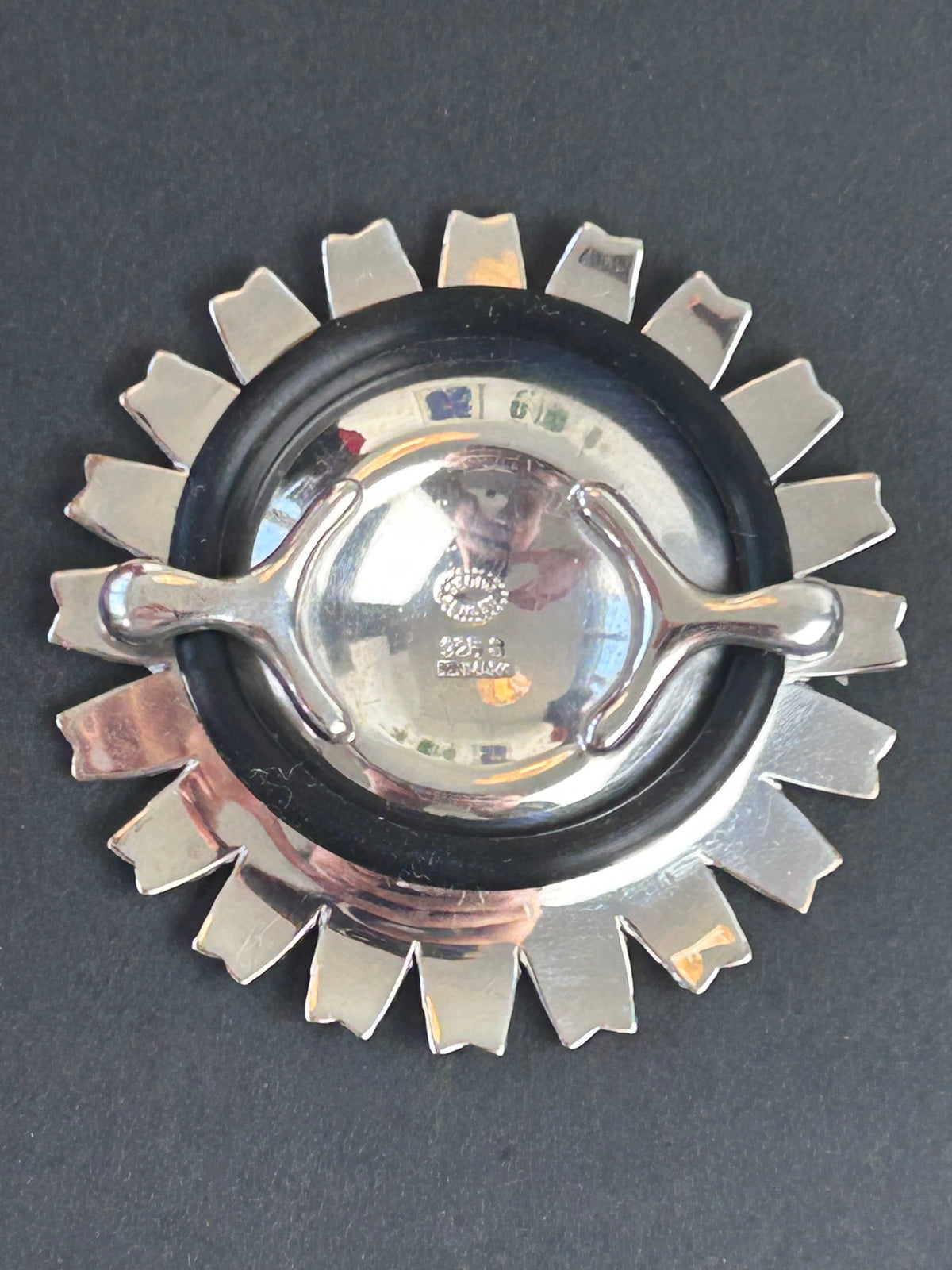 Georg Jensen Daisy hårelastik – 925S sterlingsølv &amp; sort emalje – Ø 43 mm – original æske