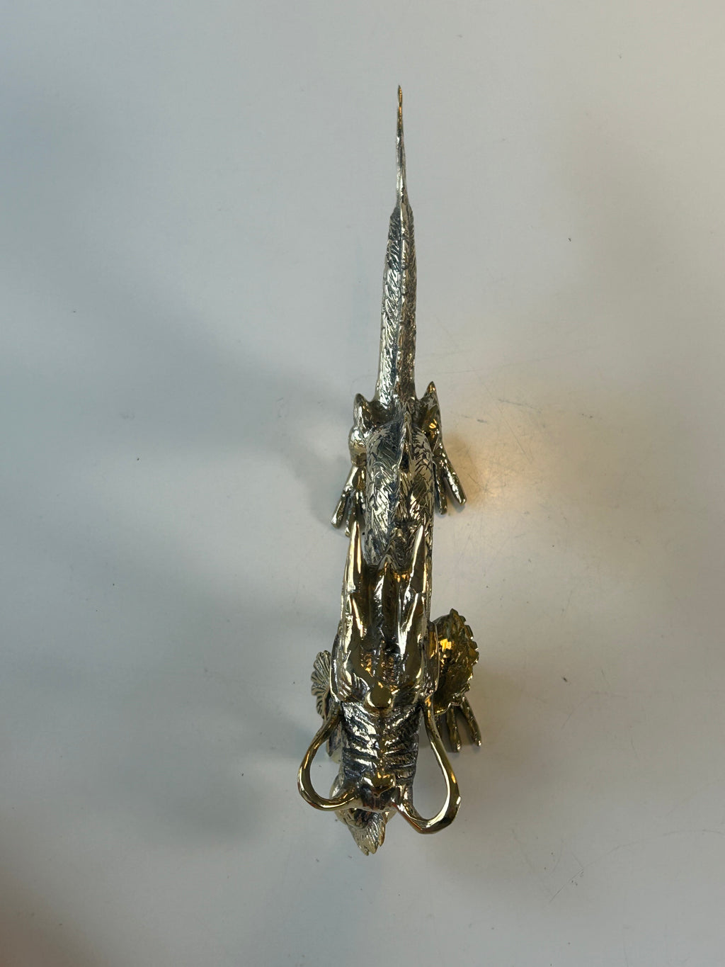 Vintage-inspireret kinesisk dragefigur i kobber – skulpturel dekoration med perle – 27 cm - billede 9