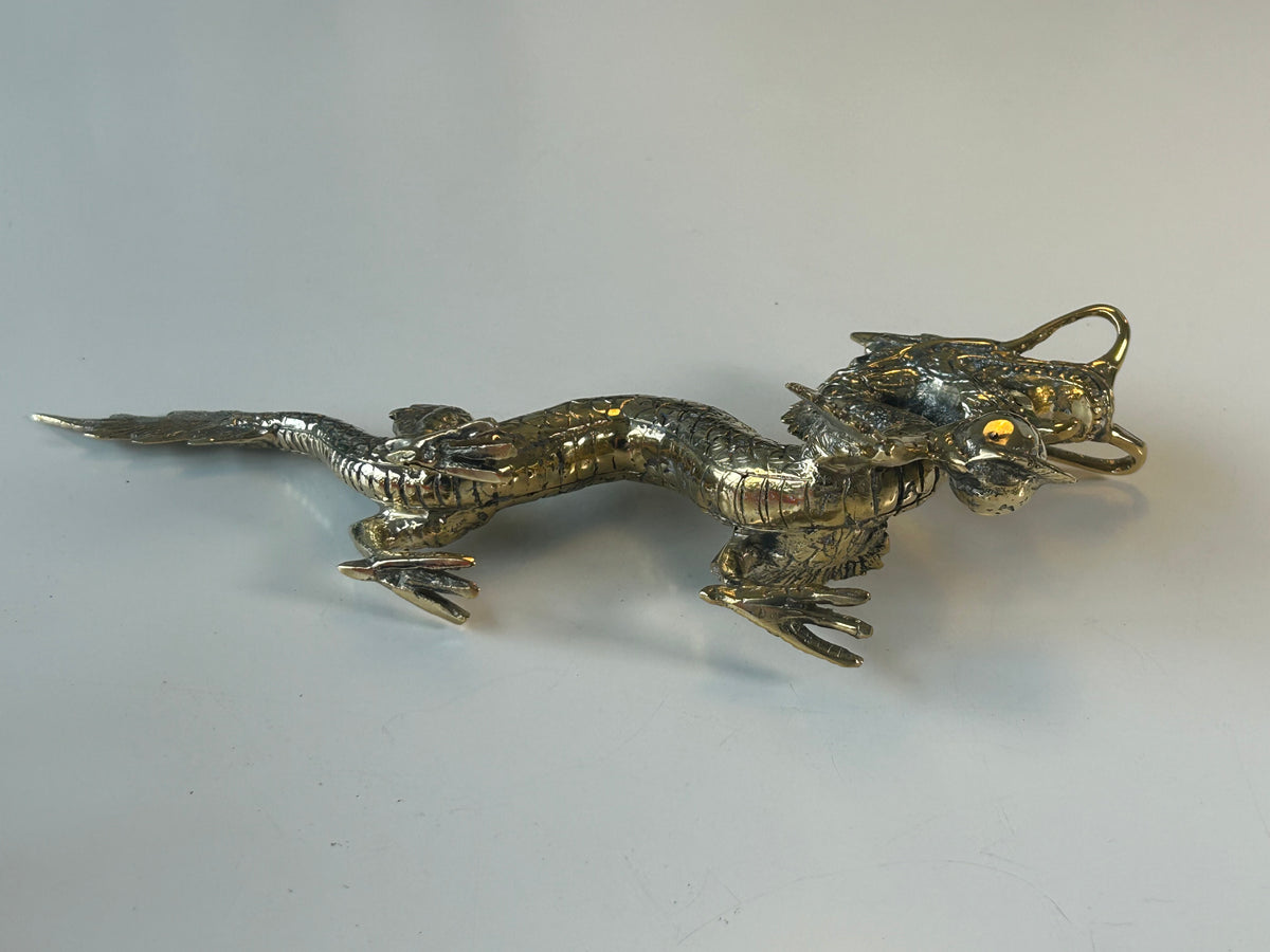 Vintage-inspireret kinesisk dragefigur i kobber – skulpturel dekoration med perle – 27 cm - billede 11