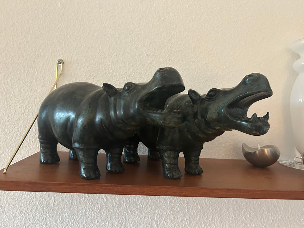 Massiv bronze flodhest – Art People Gallery Sweden (A.P.G.) – ca. 6,7–6,9 kg - billede 1