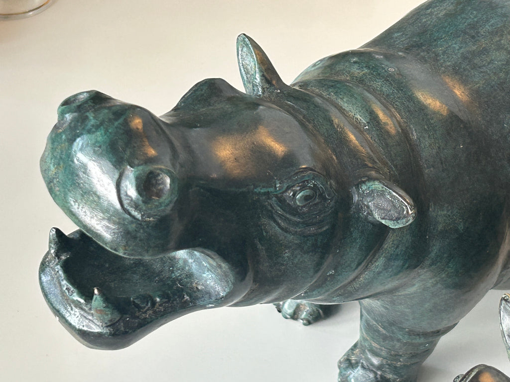 Massiv bronze flodhest – Art People Gallery Sweden (A.P.G.) – ca. 6,7–6,9 kg - billede 4
