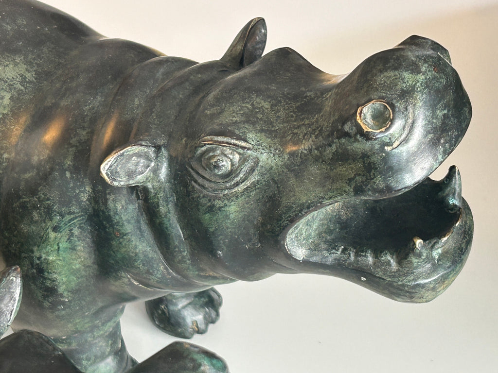 Massiv bronze flodhest – Art People Gallery Sweden (A.P.G.) – ca. 6,7–6,9 kg - billede 5