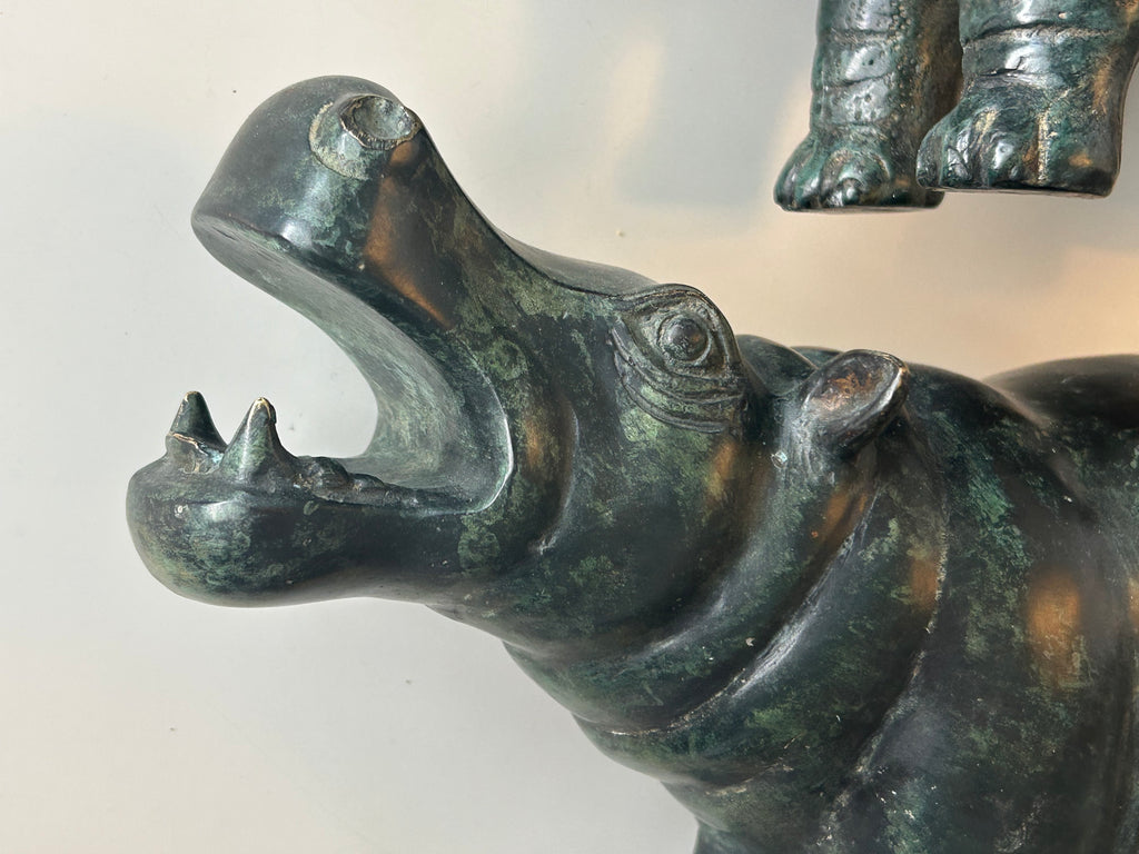 Massiv bronze flodhest – Art People Gallery Sweden (A.P.G.) – ca. 6,7–6,9 kg - billede 7