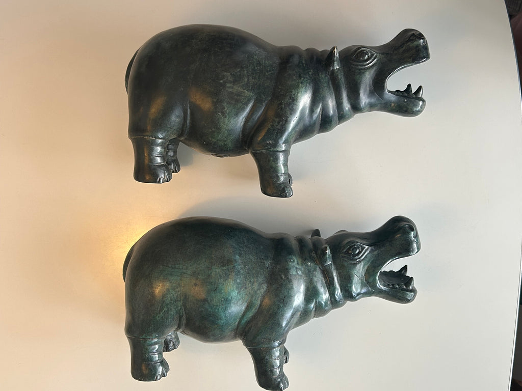 Massiv bronze flodhest – Art People Gallery Sweden (A.P.G.) – ca. 6,7–6,9 kg - billede 10
