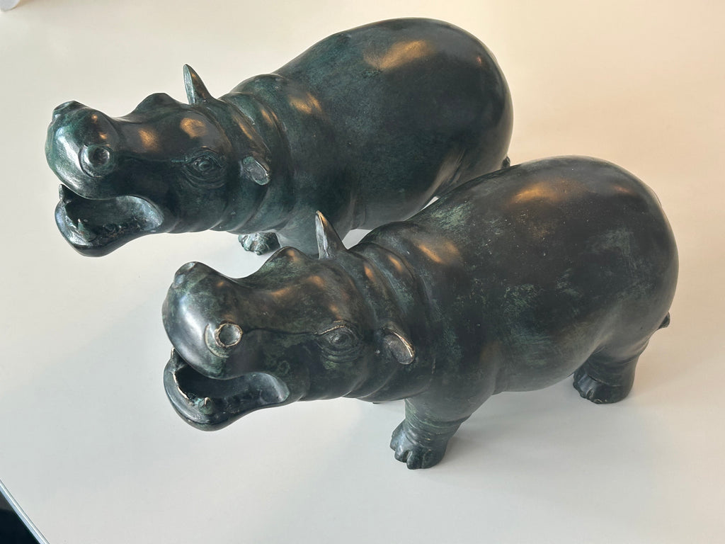Massiv bronze flodhest – Art People Gallery Sweden (A.P.G.) – ca. 6,7–6,9 kg - billede 11