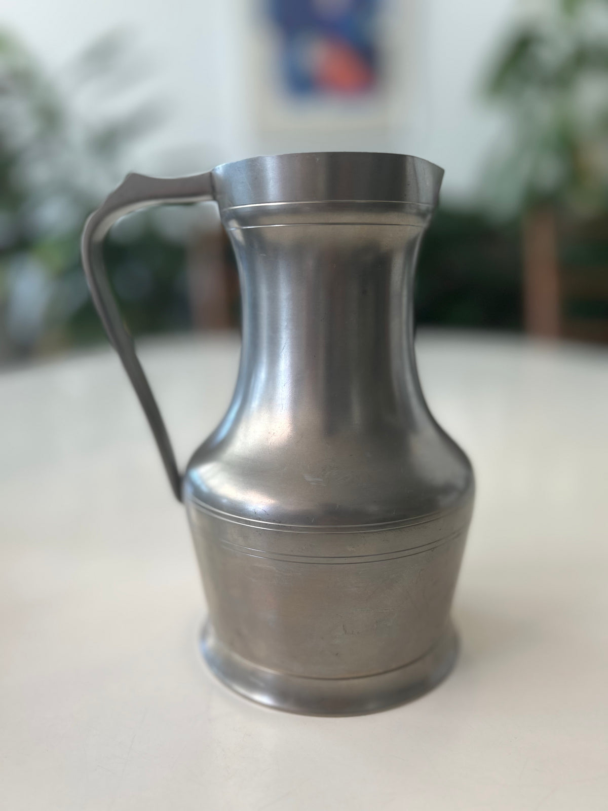 Ældre A.P.G.-stemplet kande i tin/pewter – GEVLOT – 19 cm - billede 2