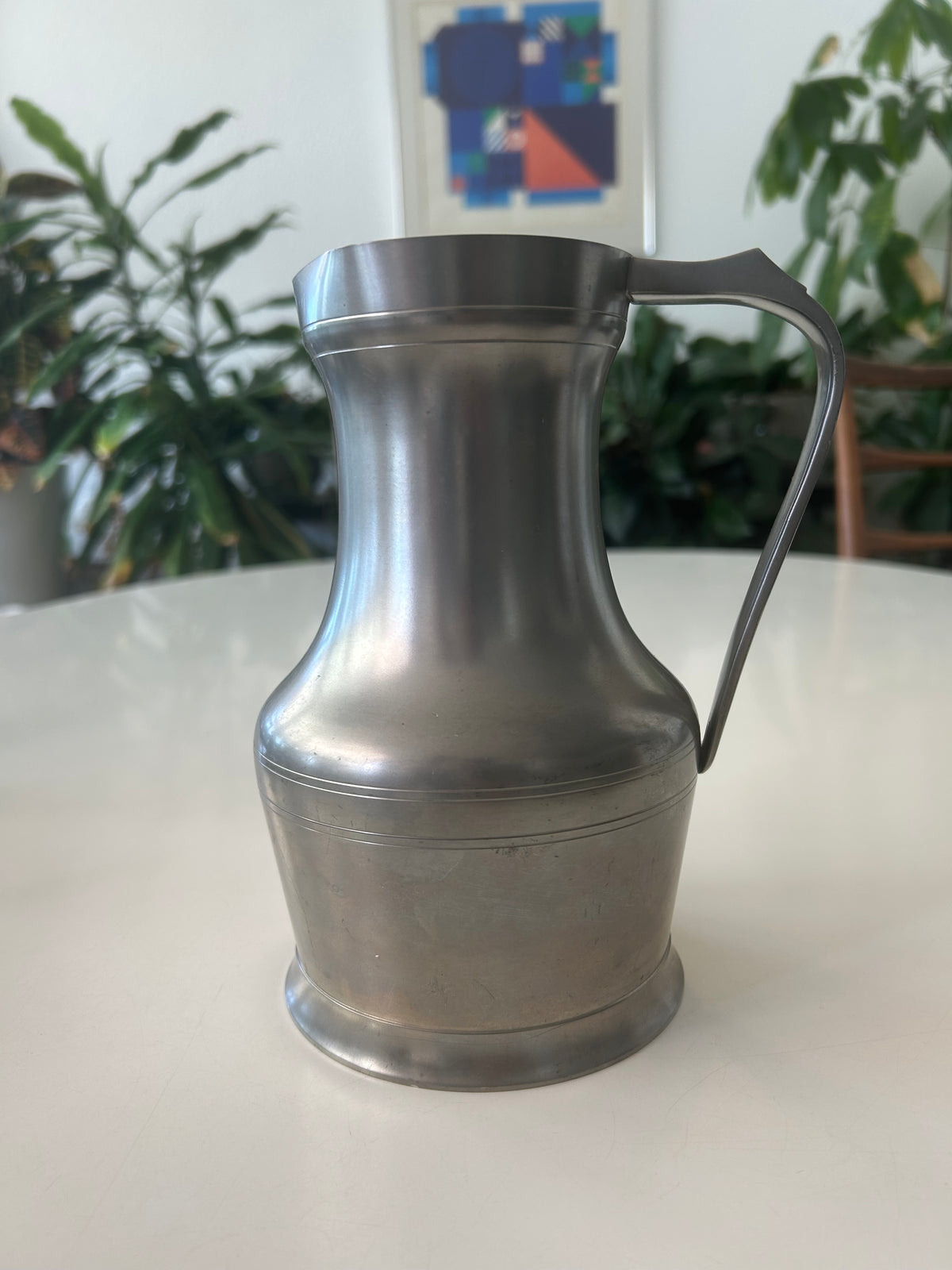 Ældre A.P.G.-stemplet kande i tin/pewter – GEVLOT – 19 cm - billede 6