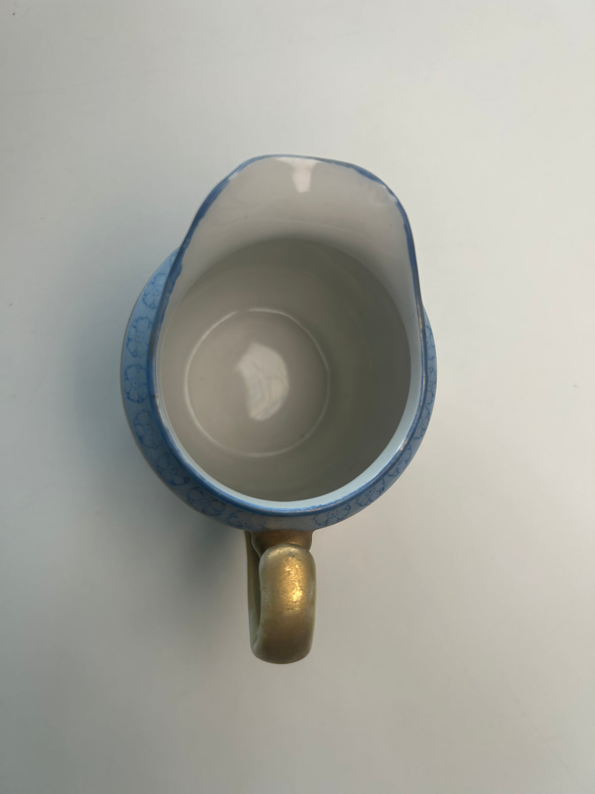 Vintage japansk flødekande i Satsuma-stil – lyseblå og guld – 7,5 cm - billede 7